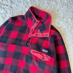 Patagonia Lightweight Synchilla Snap-T Fleece Pullover Small Fuzzy Plaid Red S